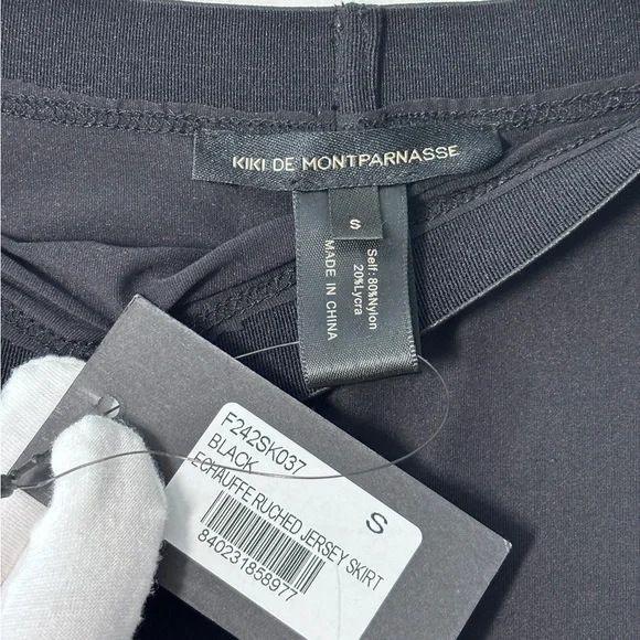 Kiki de Montparnasse Revolve Echauffe Black Ruched Jersey Maxi Skirt Small NWT